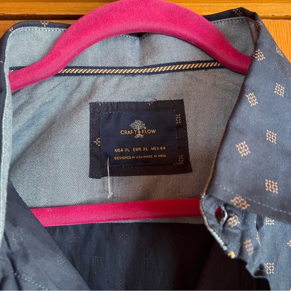 Craft Flow Navy Blue Mens Button Down Shirt NWT - Picture 2 of 5